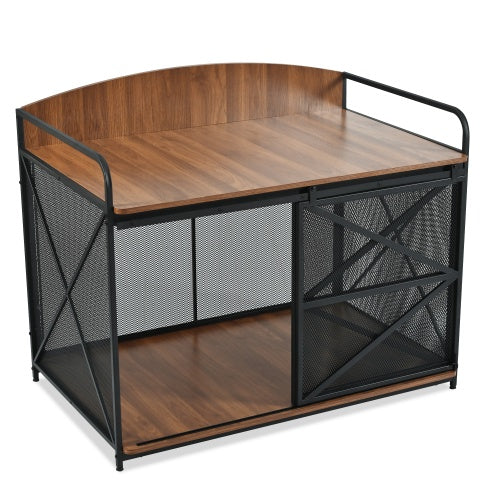 Heavy Duty Large Dog Crate Furniture For Large Medium Dog, Farmhouse Wooden Dog Kennel Indoor End Table