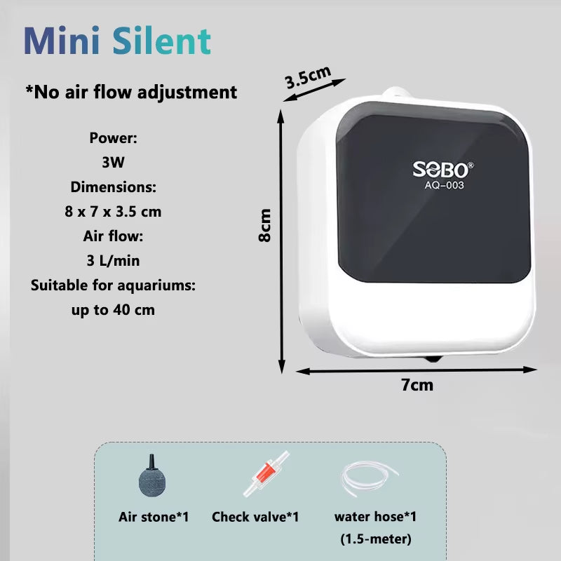 Silent Aquarium Oxygen Air Pump Fish Tank Adjustable Air Volume High Power Oxygenator Air Compressor Aerator 220V