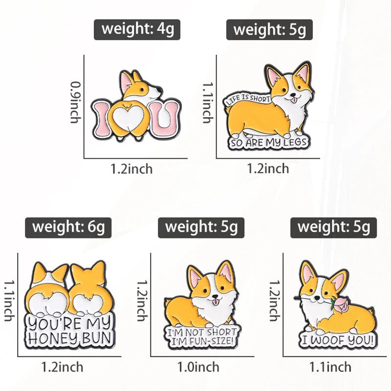 MY HONEY BUN Pines Lapel Badges Cartoon Animal Jewelry Gift for Kids Friends Cute Corgi