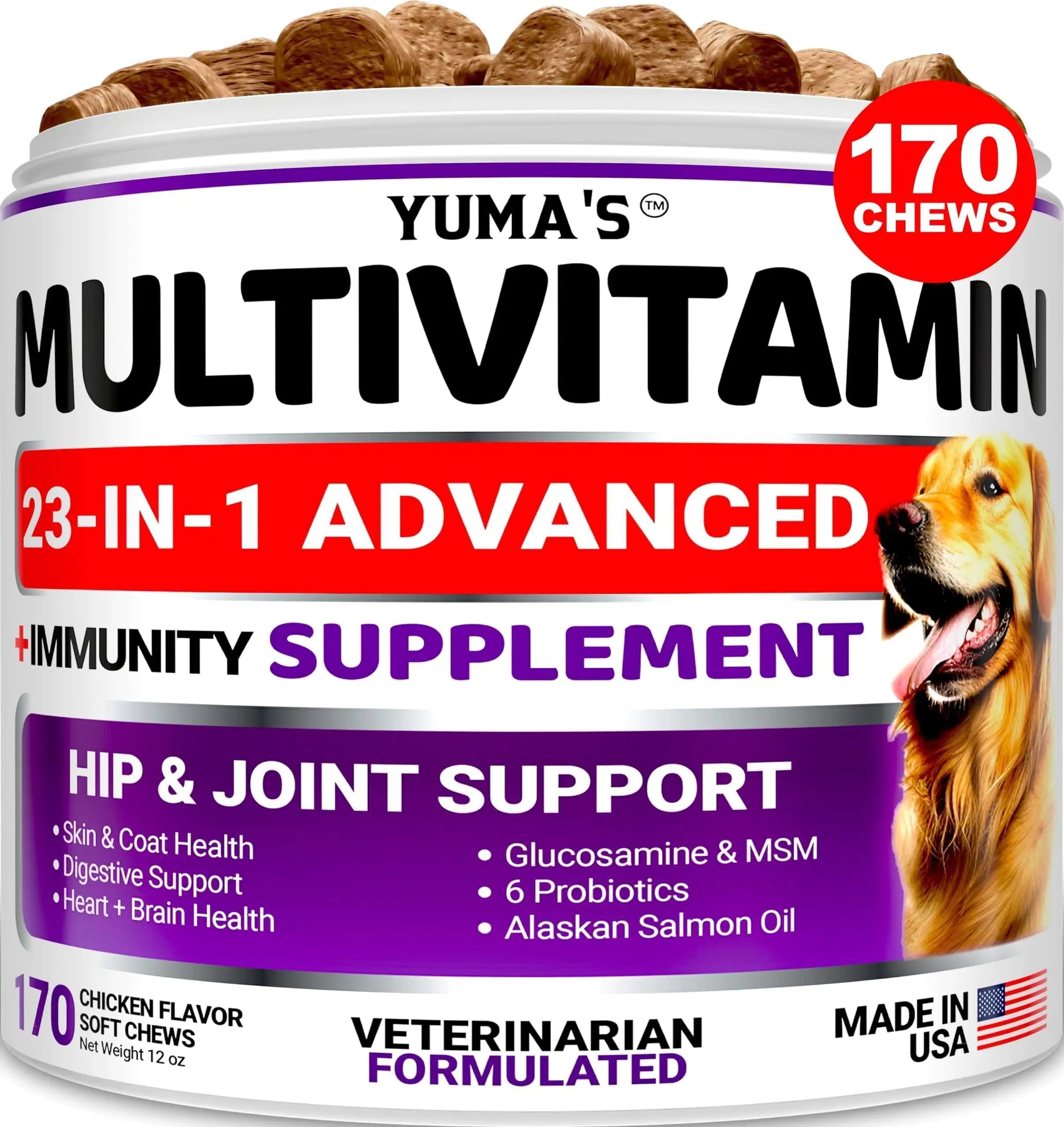 Dog Multivitamin Chewable with Glucosamine Dog Vitamins 170 Treats - Codfish