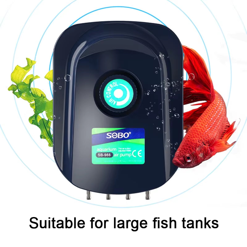 SOBO High Power 3.5W 8W Fish Tank Oxygen Air Pump Fish Aquarium Air Compressor Adjustable Air Flow Oxygen Pump for Fish