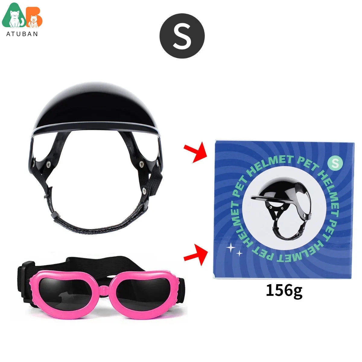 Dog Sunglasses Pet Helmet Set with Dog Goggles,Dust Wind UV Protection Dog Glasses Dog Helmet and Goggles Dog Motorcycle Helmet
