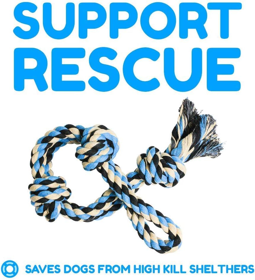 XL Dog Rope Toy for Aggressive Chewers - Dog Toy, Benefits Non-Profit Dog Rescue, Large Dog Toys, Durable Dog Toys for Aggressive Chewers, Nearly Indestructible Dog Toys for Aggressive Chewers, Blue