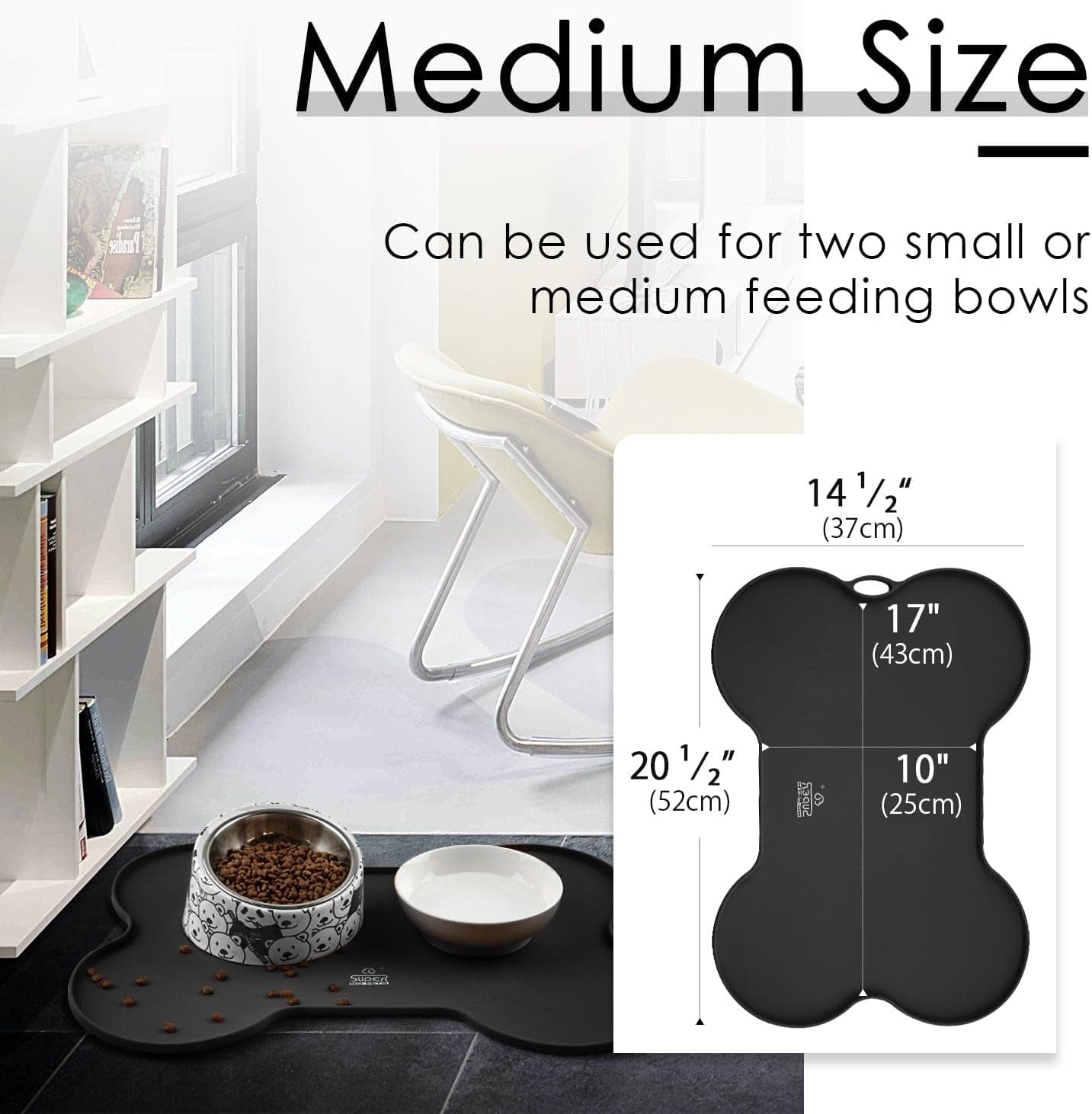 Dog Food Mat Dog Bowl Mat for Food and Water Silicone Non Spill Cat Feeding Mat Puppy Placemat Waterproof - 20.5