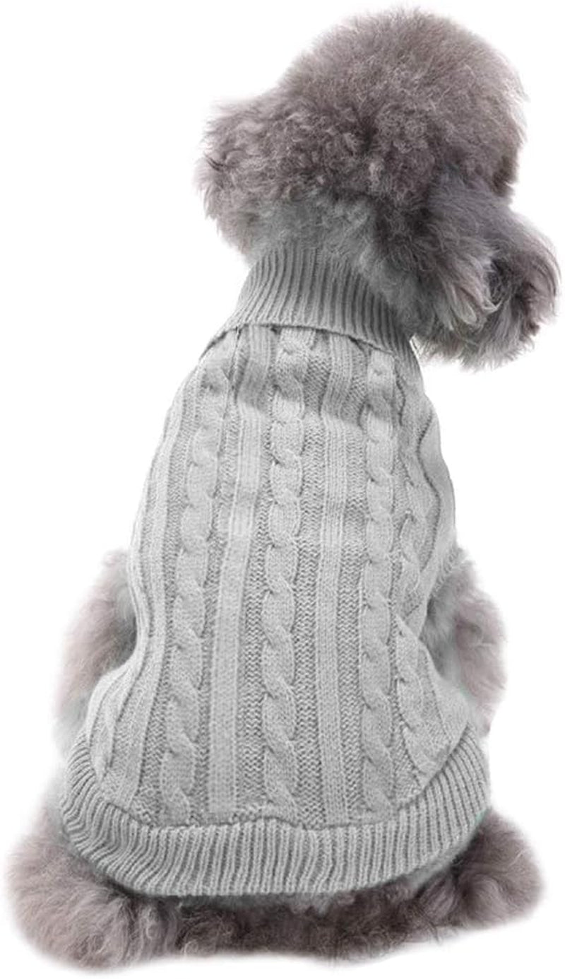 Small Dog Sweaters Knitted Pet Cat Sweater Warm Dog Sweatshirt Dog Winter Clothes Kitten Puppy Sweater (Medium, Grey)