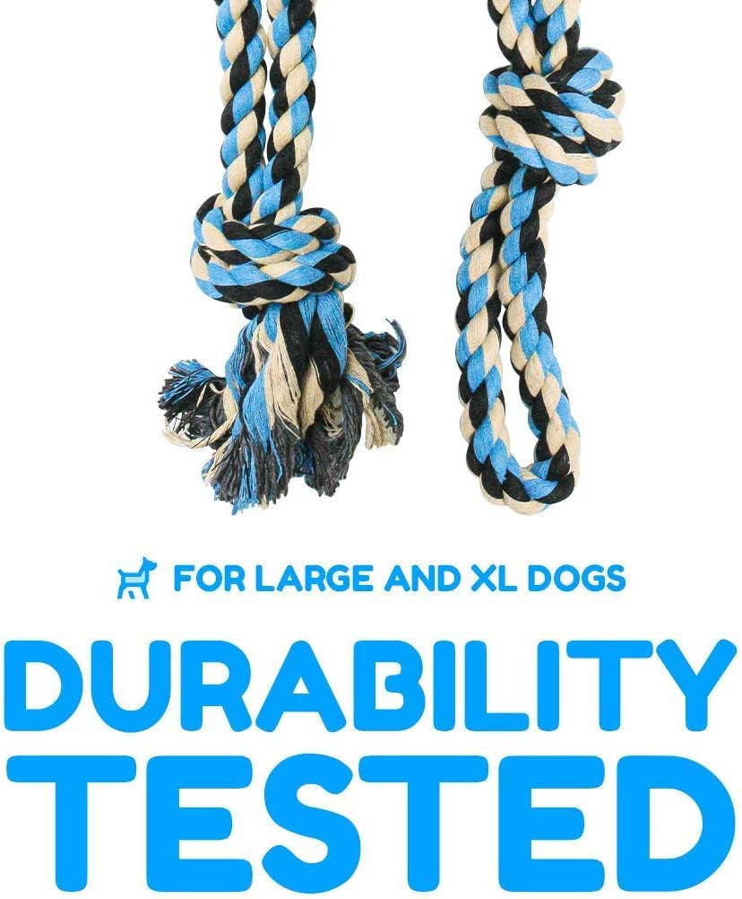 XL Dog Rope Toy for Aggressive Chewers - Dog Toy, Benefits Non-Profit Dog Rescue, Large Dog Toys, Durable Dog Toys for Aggressive Chewers, Nearly Indestructible Dog Toys for Aggressive Chewers, Blue