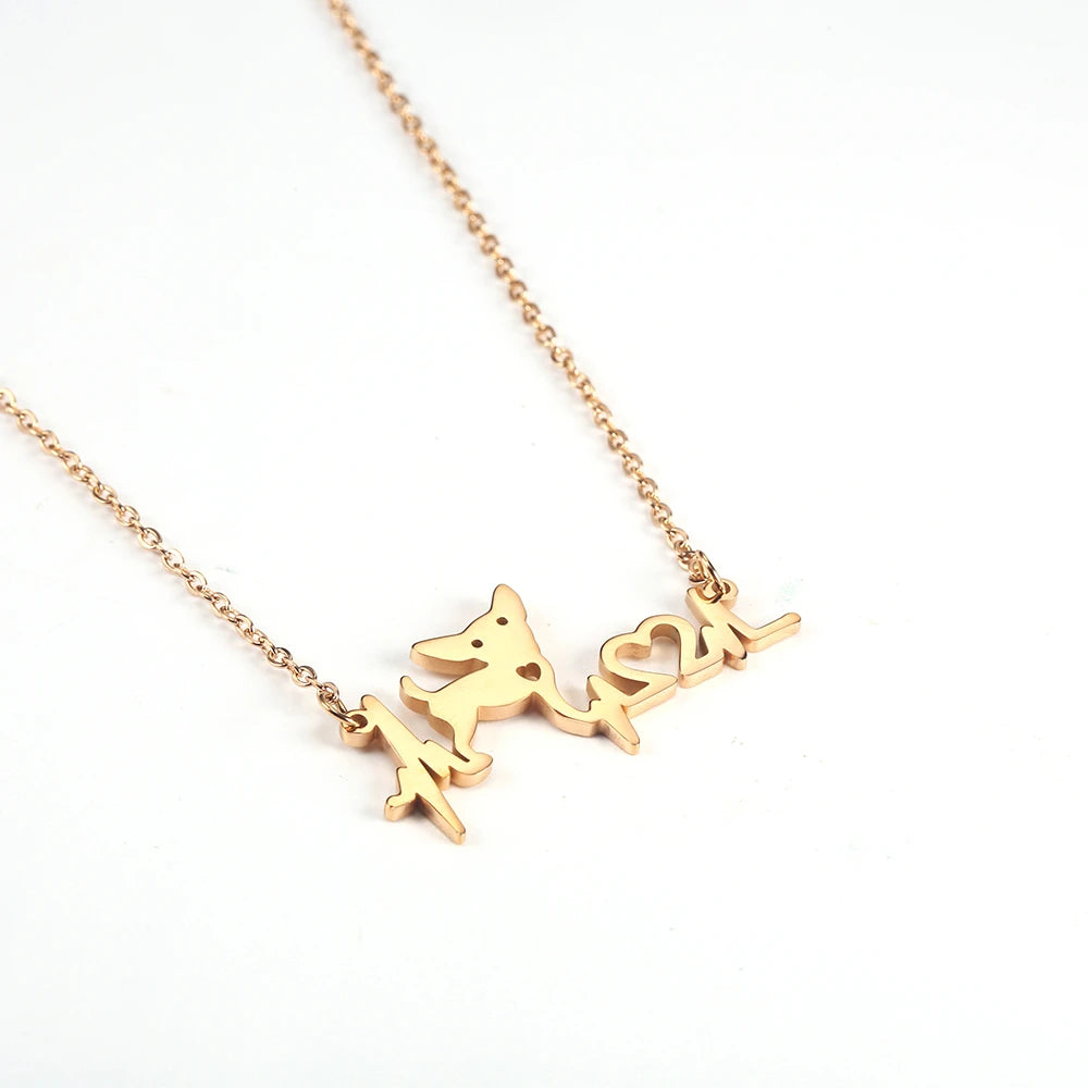 Simple Dog Heartbeat Necklace Creative Animal Electrocardiogram Lover