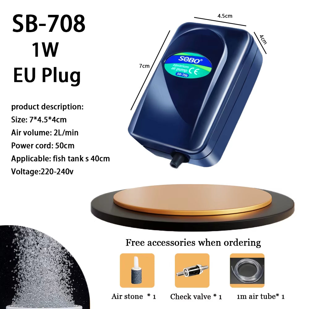 SOBO High Power 3.5W 8W Fish Tank Oxygen Air Pump Fish Aquarium Air Compressor Adjustable Air Flow Oxygen Pump for Fish