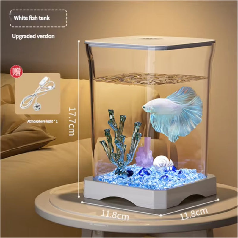 4K High-Definition Desktop Fish Tank Acrylic Fish Tank Detachable Transparency Small Tank Multipurpose Amphibian Feeding Box