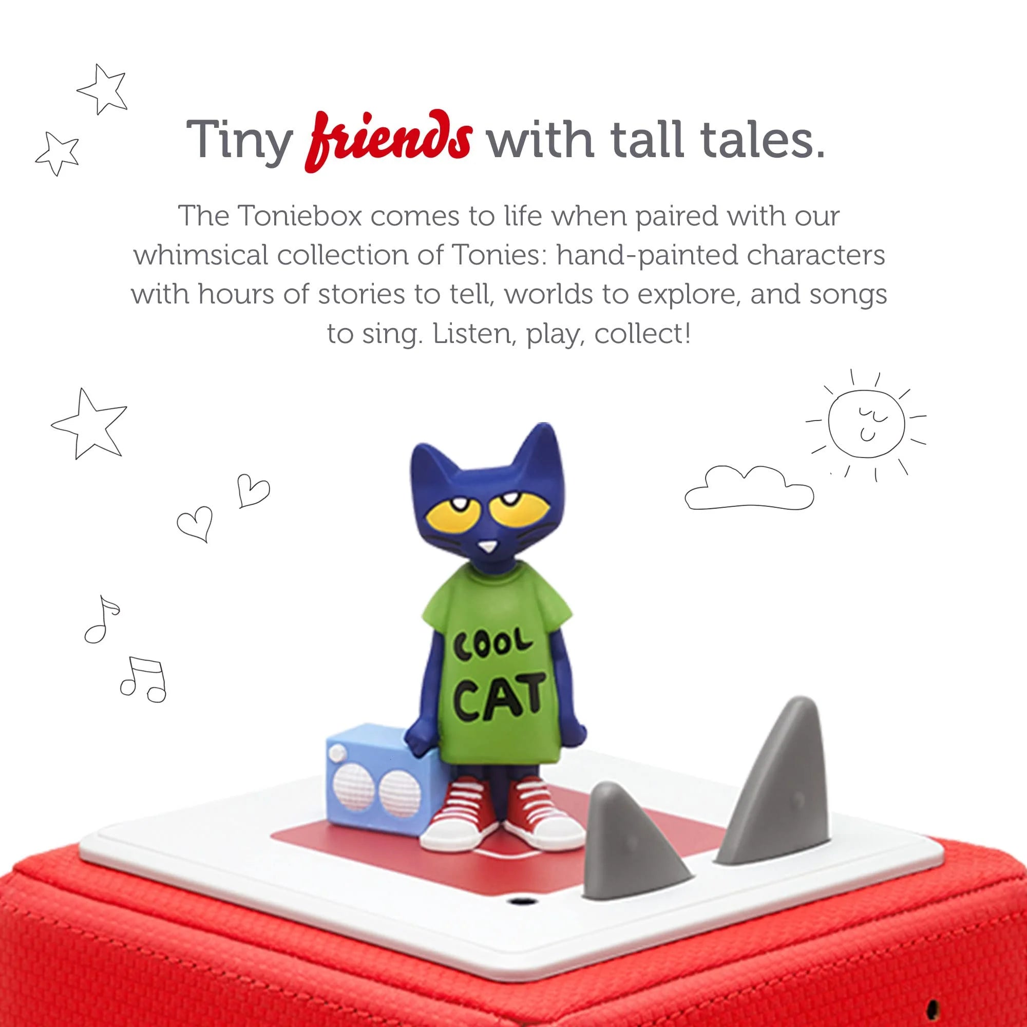 Pete the Cat, Audio Play Figurine for Portable Speaker, Small, Multicolor, Plastic