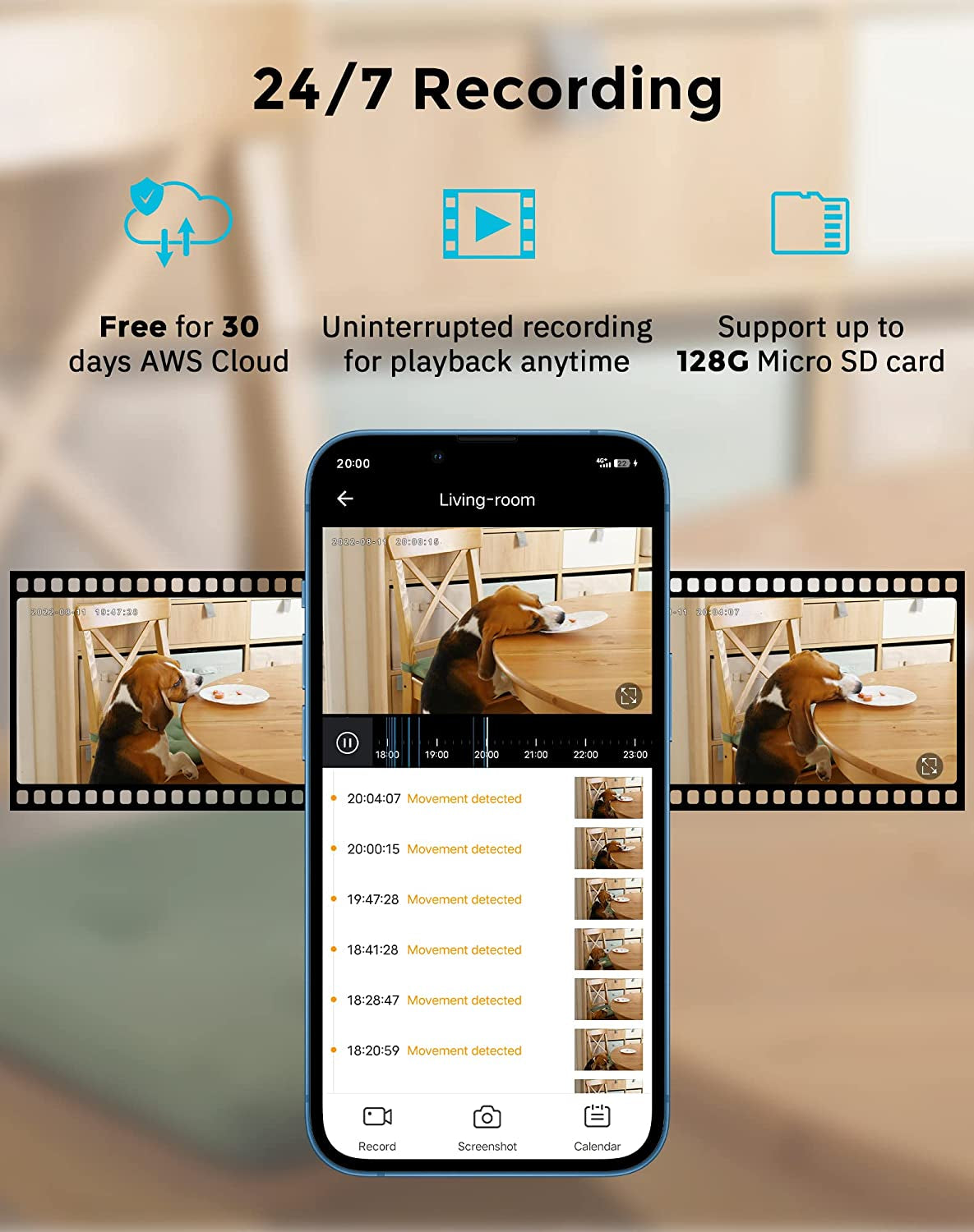 Security Cameras for Home + 2X 32GB SD Cards, PT Home Security Camera System with Motion Detection, Two-Way Audio, Night Vision, Indoor Wifi Camera for Baby/Pet, Alexa, USA Cloud Service