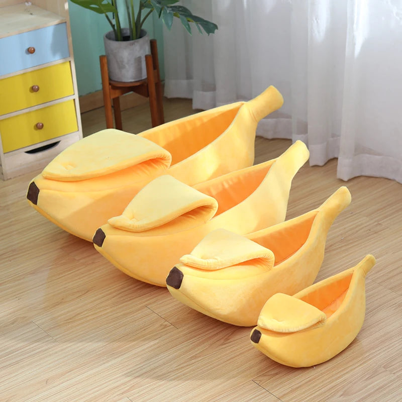 Banana Shaped Pet Bedding Comfortable Cat Nest Mat Winter Cushion Warm Soft Funny Kitten Sleeping Bag Cute Cozy Dog Accessories