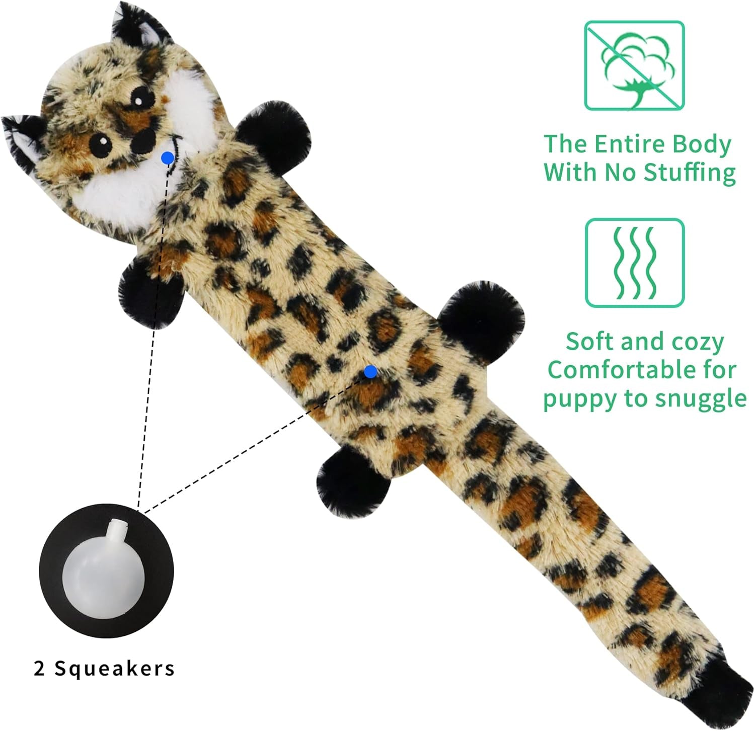 Soft Dog Toy Non-Stuffing Pets Toy Sets - Small Dog Toy Sets 3 Pack 18 Inch - No Stuffing Puppy Teething Toys(Leopard,Tiger,Raccoon 18 Inch)