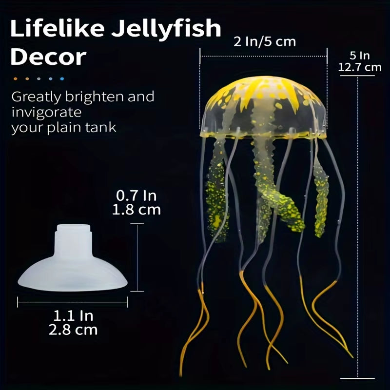 3/5Pcs Luminous Silicone Jellyfish Used for Aquarium, Artificial Luminous Fish Tank Decoration, Used for Aquatic Decoration