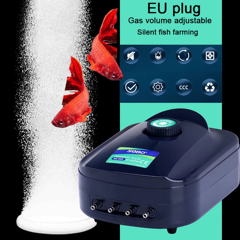 SOBO High Power 3.5W 8W Fish Tank Oxygen Air Pump Fish Aquarium Air Compressor Adjustable Air Flow Oxygen Pump for Fish