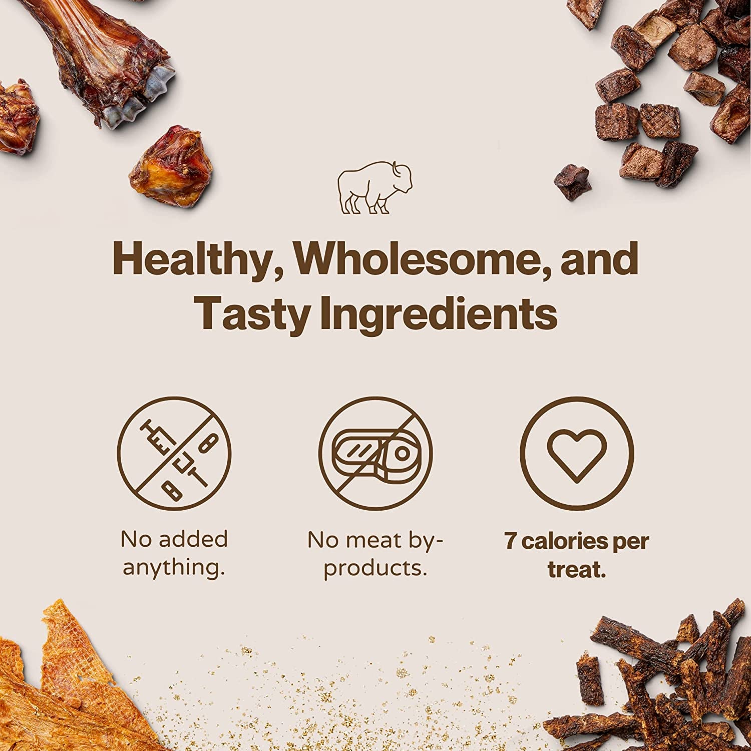 Bison Bits: Pure Bison Dog Treats - All Natural, Vet Approved, Limited Ingredient, Grain Free, Healthy & Nutritious Dog Treats (8Oz)