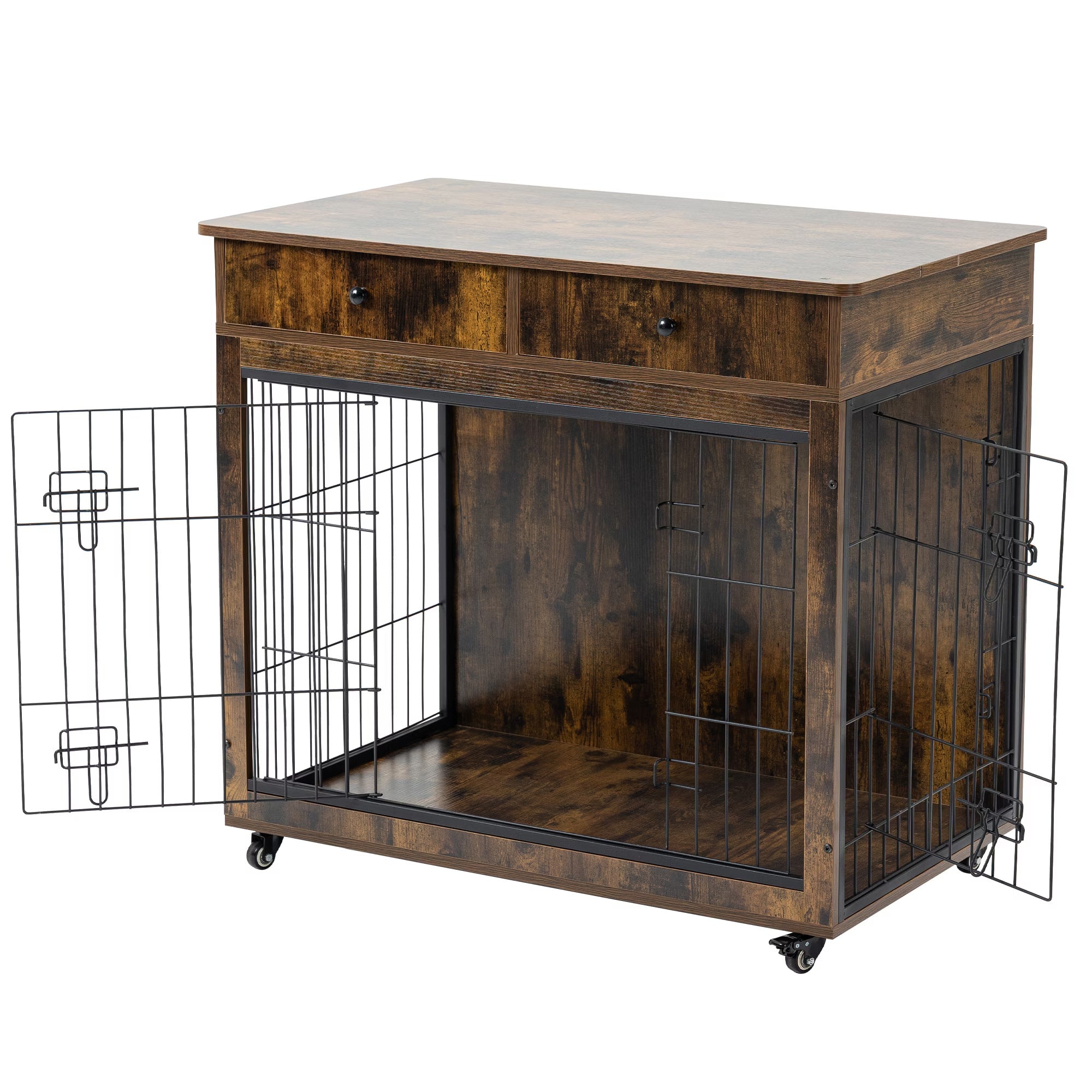 Decorative Dog Crate Furniture, Wooden Dog Crate End Table