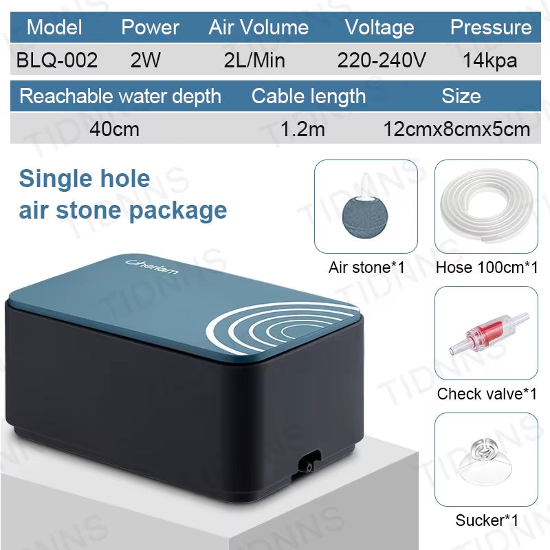 Silent Aquarium Oxygen Air Pump with Check Valve Fish Tank Double Outlet Large Oxygenator Aquarium Air Compressor Aerator 220V8W