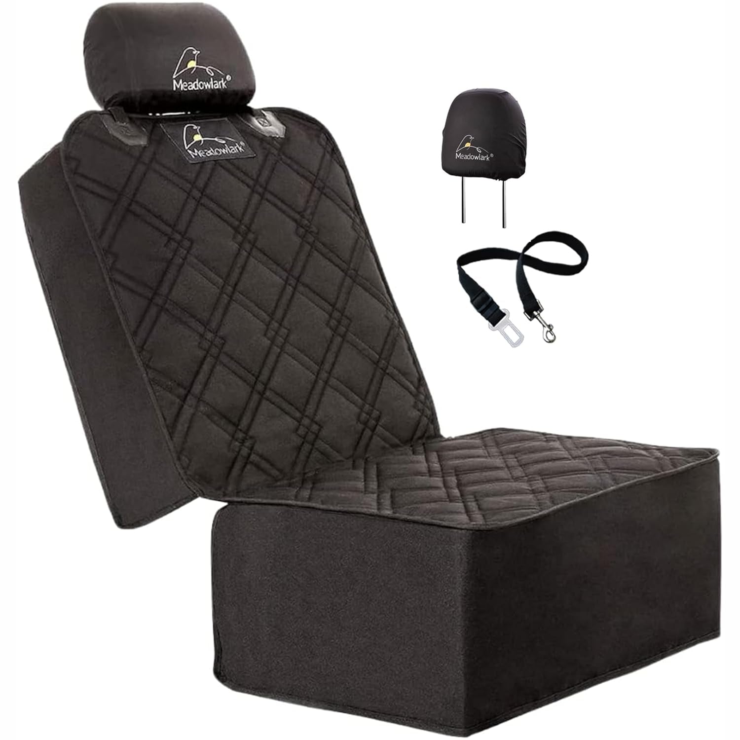 Dog Car Seat Cover Front Seat Cover Waterproof Scratch Proof Car Seat Covers for Dogs Car Seat Protector for Dogs for Trucks Cars & Suvs W/Free Seat Belt & Headrest Cover – 45 X 21 in Black