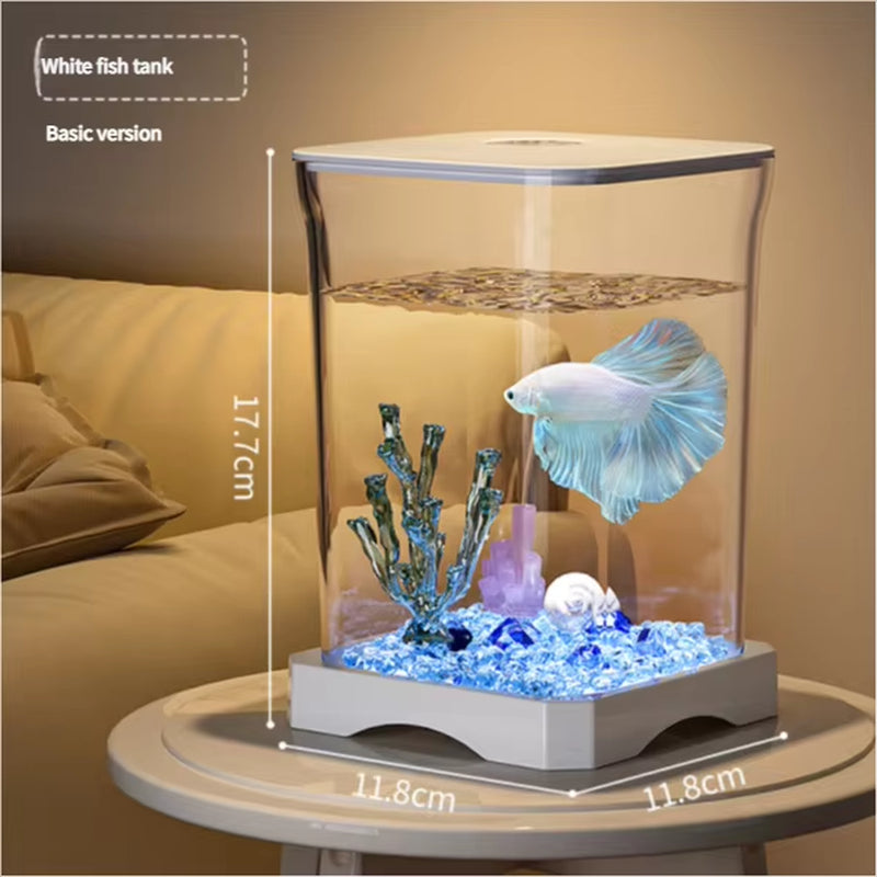 4K High-Definition Desktop Fish Tank Acrylic Fish Tank Detachable Transparency Small Tank Multipurpose Amphibian Feeding Box