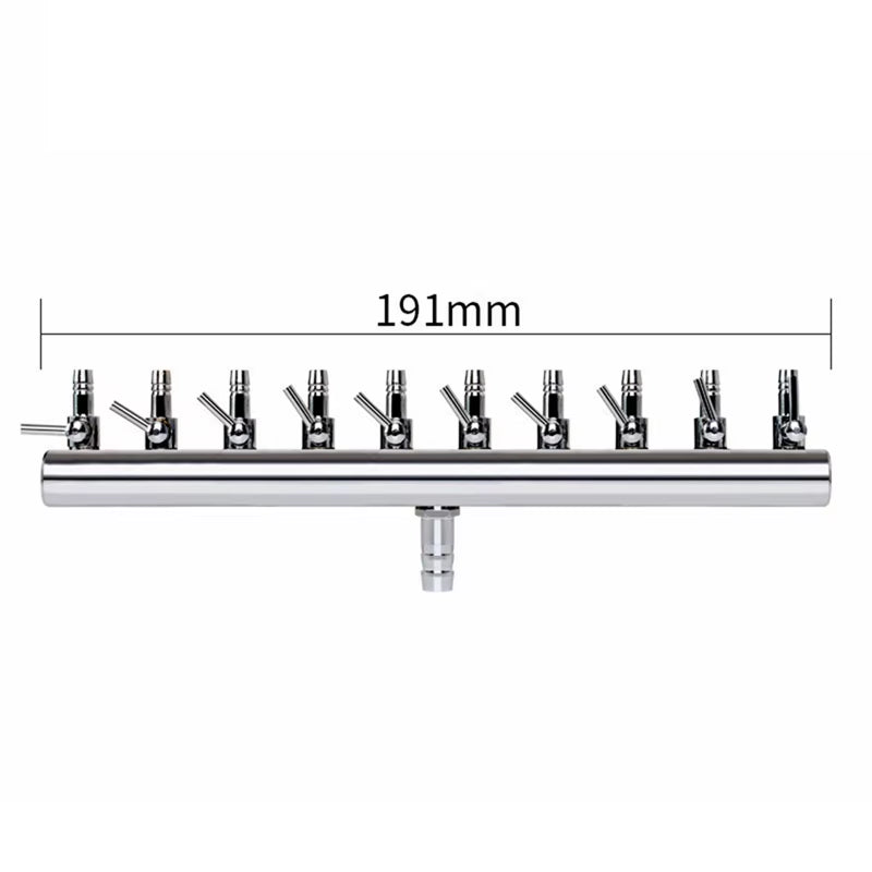 4/6/10 Ways Stainless Steel Air Flow Splitter Distributor Pump Valves for Aquarium