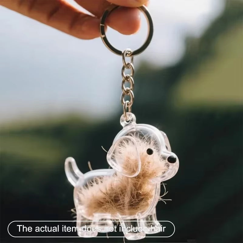 Dogs Hair Storage Pendant Cute Keychain Bag Pendant Couple Car Key Chains Jewelry Souvenir Collection Gift Decor Dog Accessories