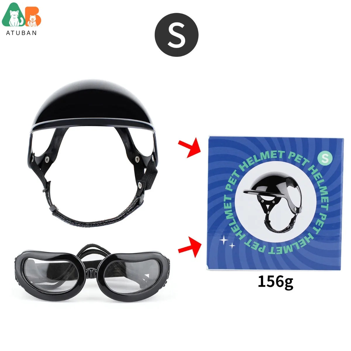 Dog Sunglasses Pet Helmet Set with Dog Goggles,Dust Wind UV Protection Dog Glasses Dog Helmet and Goggles Dog Motorcycle Helmet
