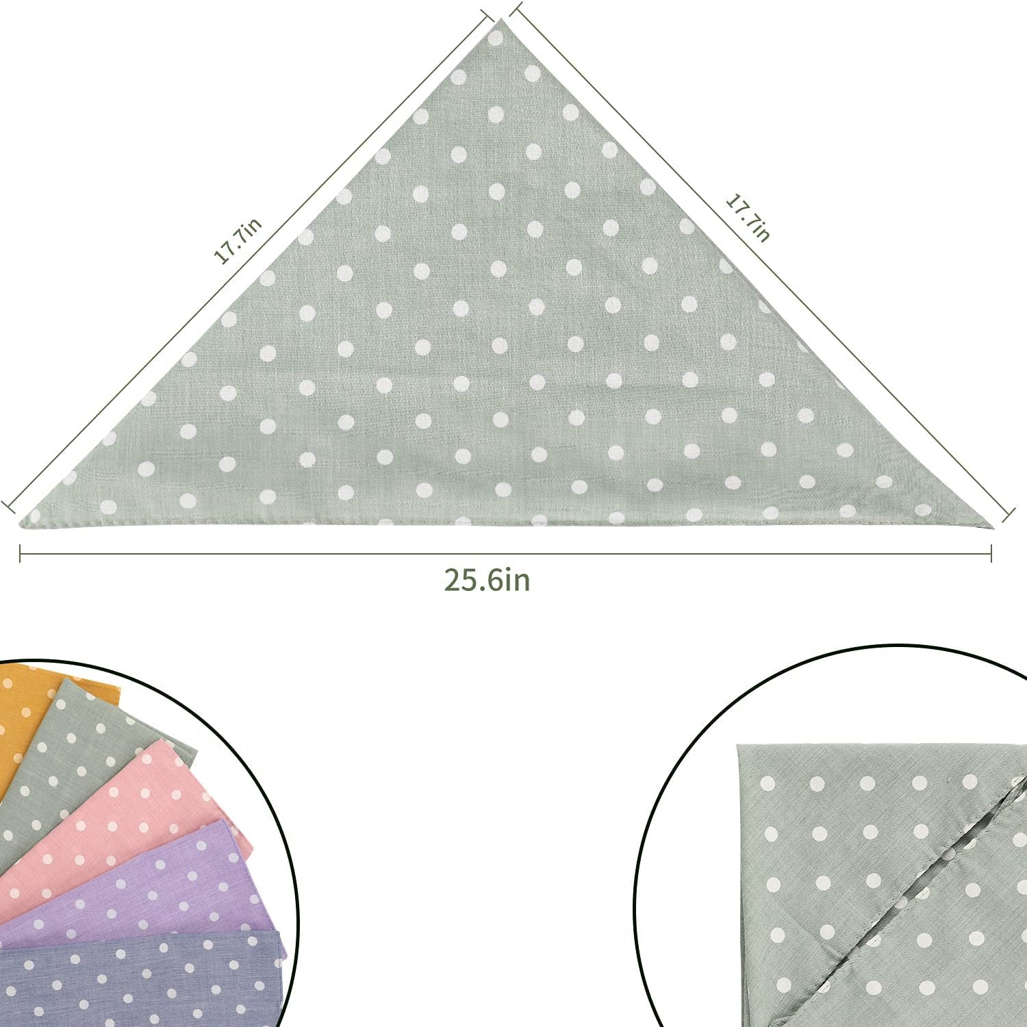 5 Pieces Dog Bandanas, Washable Cotton Dog Scarfs Dog Bibs Pet Kerchiefs, Double Reversible Printing, Suitable for Small Medium Large Dogs Cats Pets (Pink+Blue+Yellow+Purple+Green)