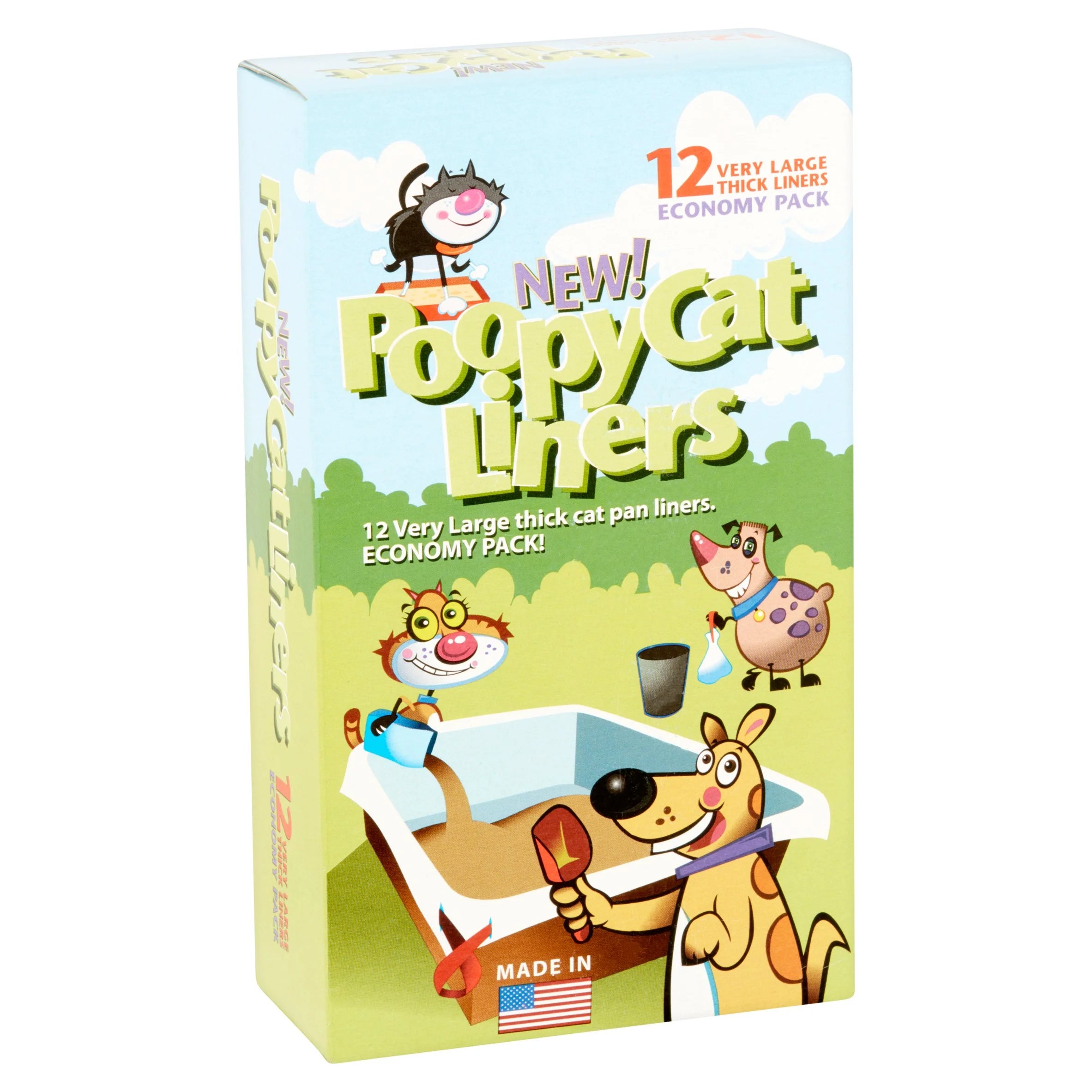 , New! Poopy Cat Litter Box Liners, 12 Count