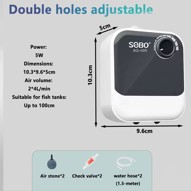 Silent Aquarium Oxygen Air Pump Fish Tank Adjustable Air Volume High Power Oxygenator Air Compressor Aerator 220V