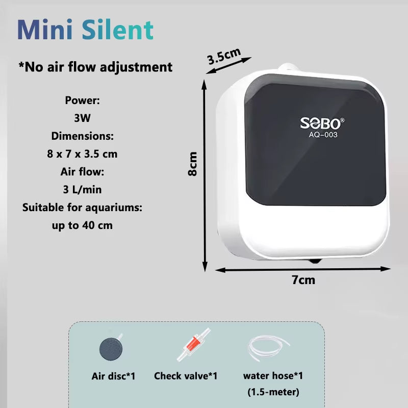 Silent Aquarium Oxygen Air Pump Fish Tank Adjustable Air Volume High Power Oxygenator Air Compressor Aerator 220V