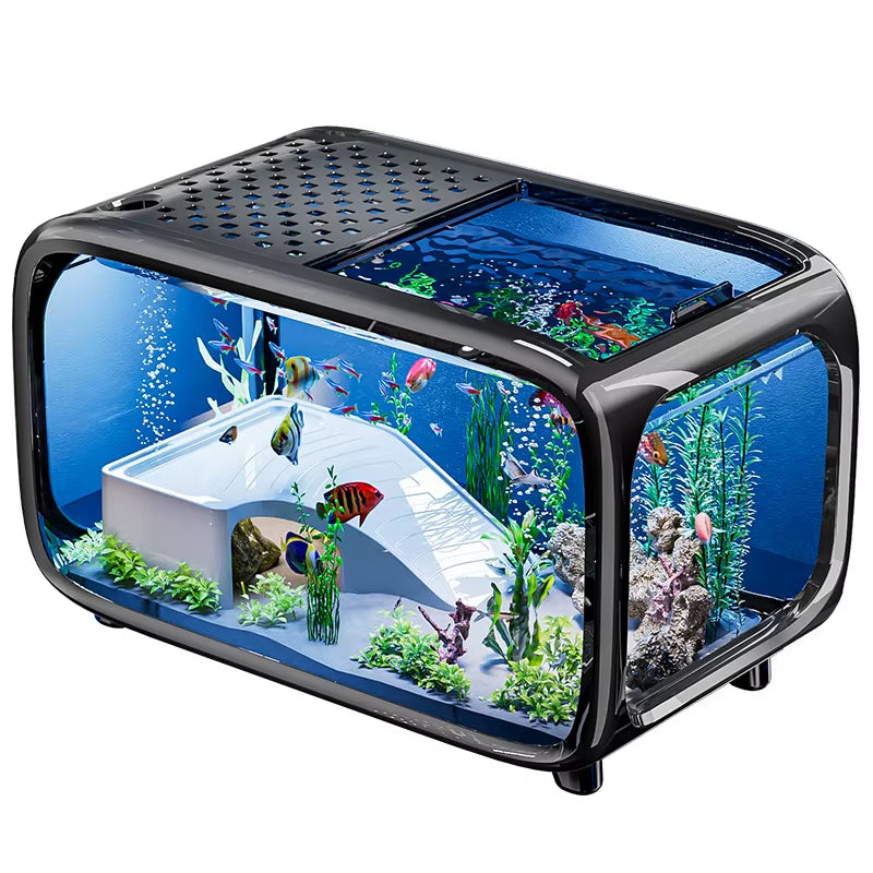 Luxury Fish Tank for Home Use, High-End with Cover, Transparent Living Room, Landscaping, Ecological Tank, Entrance Decoration,