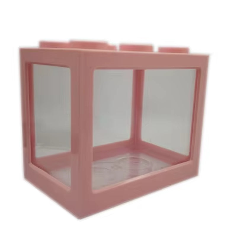 7 Color Mini Aquarium Betta Fishbowl Creative Combinable Ecological Small Fish Tank Crawler Box DIY Aquarium Micro Landscape