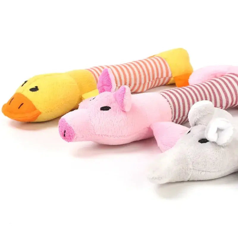 Squeak Plush Dog Toy in Many Styles
