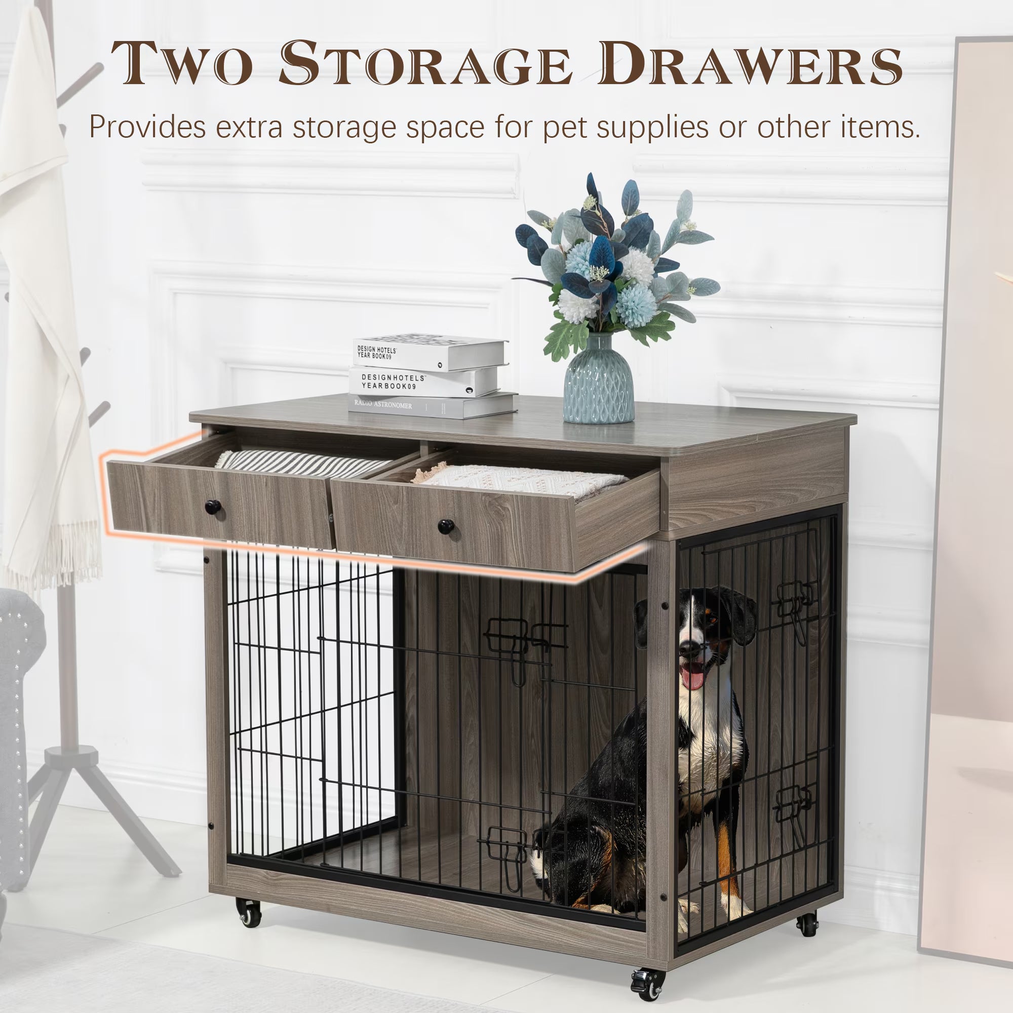 Decorative Dog Crate Furniture, Wooden Dog Crate End Table