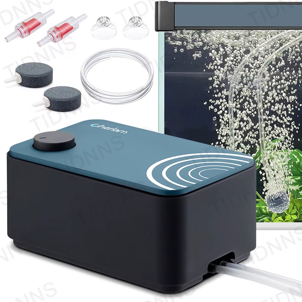 Silent Aquarium Oxygen Air Pump with Check Valve Fish Tank Double Outlet Large Oxygenator Aquarium Air Compressor Aerator 220V8W