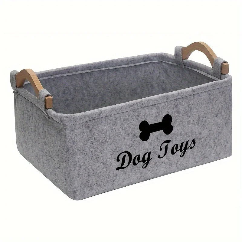 1Pc Felt Pet Toy Box, Dog Toy Box, Storage Basket Chest Organizer for Organizing Pet Toys, Blankets, Leashes and Food