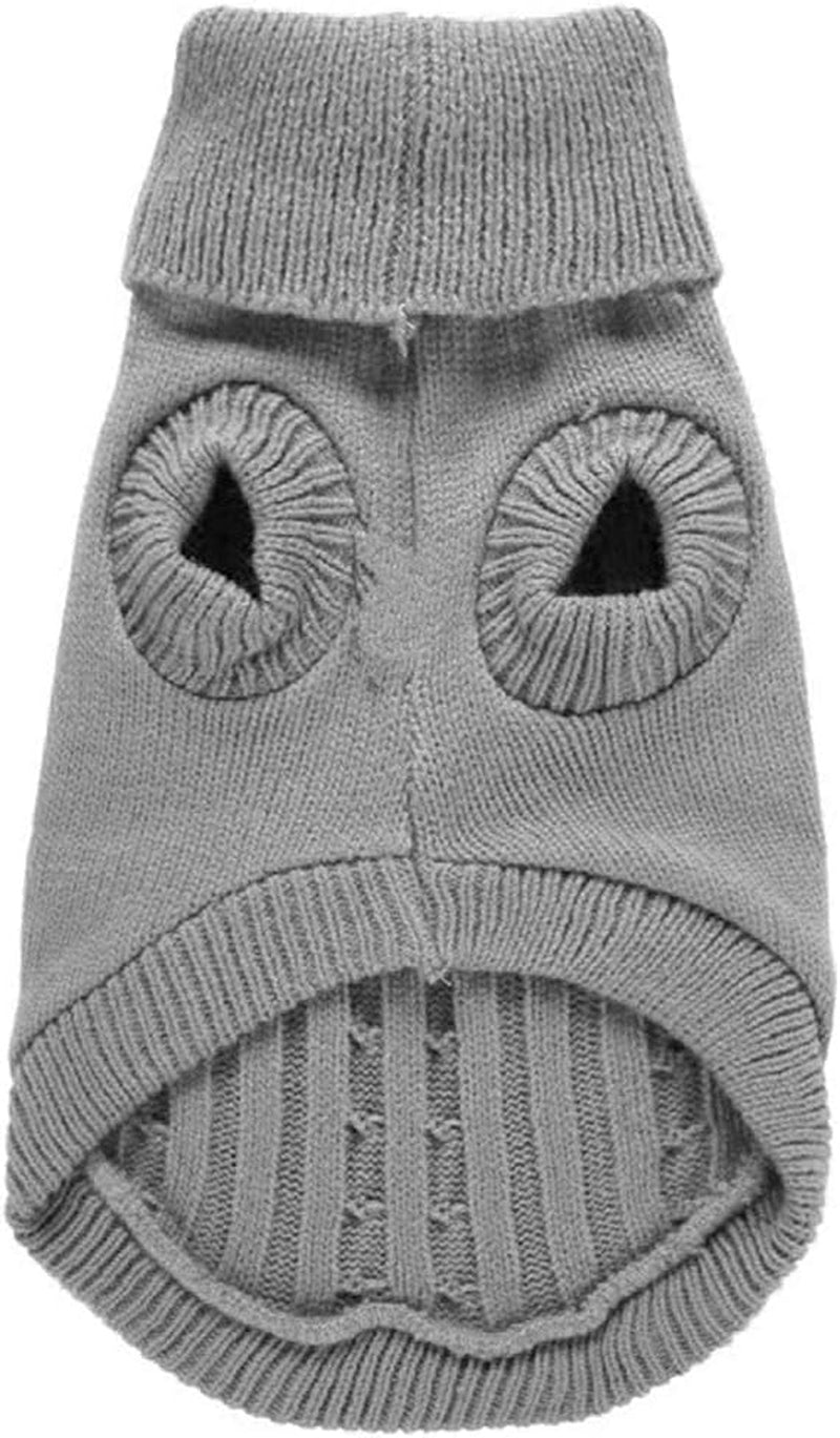 Small Dog Sweaters Knitted Pet Cat Sweater Warm Dog Sweatshirt Dog Winter Clothes Kitten Puppy Sweater (Medium, Grey)