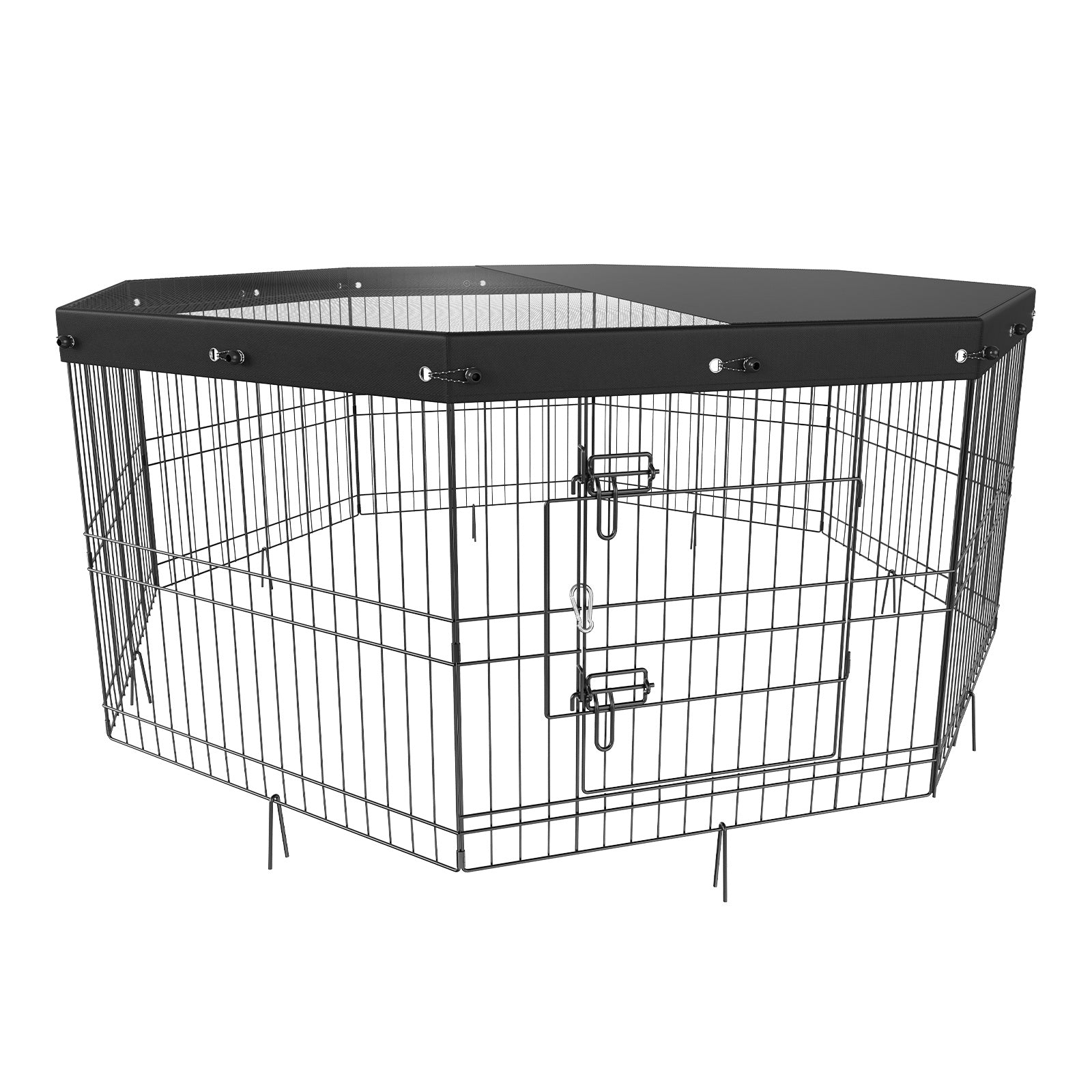 VEVOR Dog Playpen, Eight-panel foldable metal dog exercise pen with top cover, 24-inch-high dog kennel