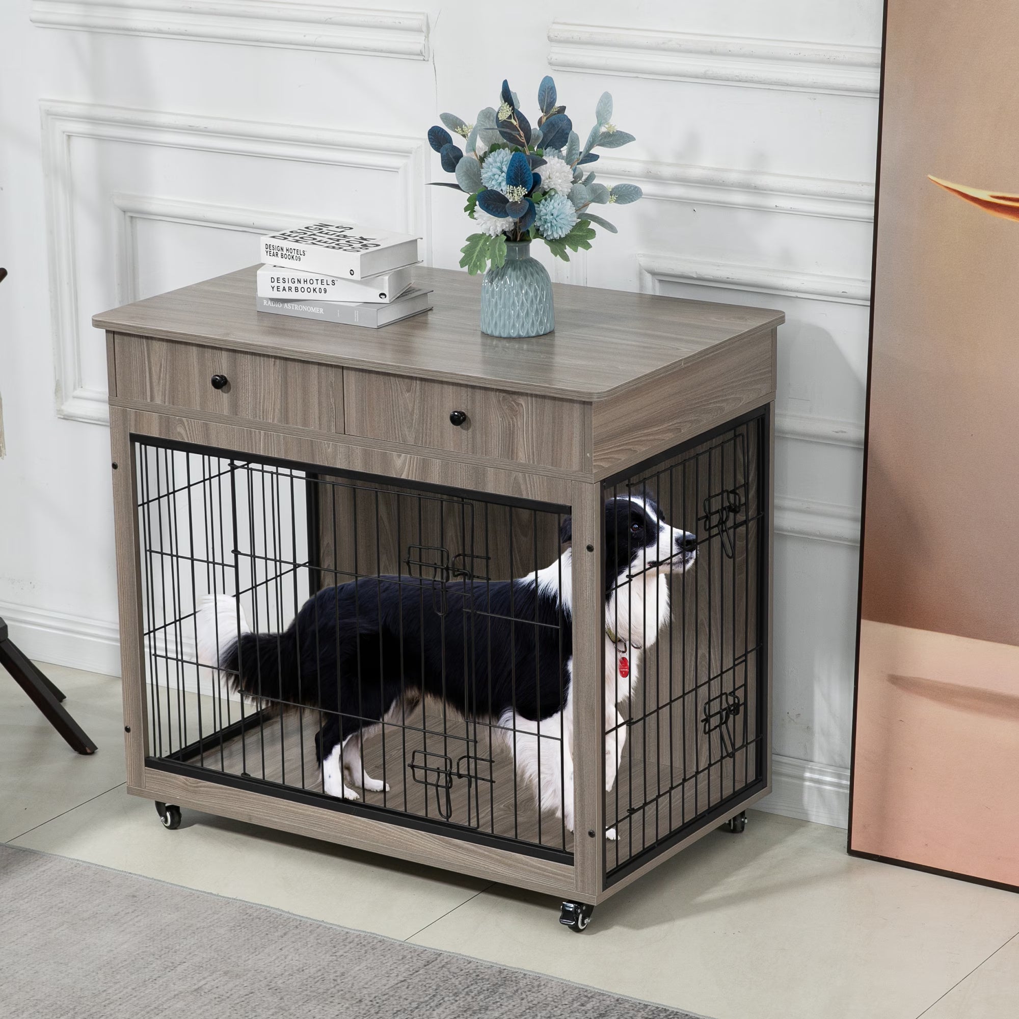 Decorative Dog Crate Furniture, Wooden Dog Crate End Table