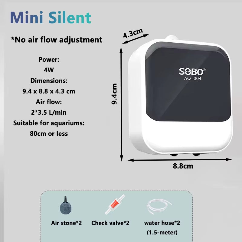 Silent Aquarium Oxygen Air Pump Fish Tank Adjustable Air Volume High Power Oxygenator Air Compressor Aerator 220V