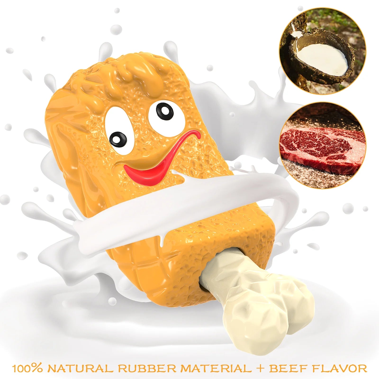 Dog Toys for Aggressive Chewers, Dog Chew Toys, Treat Dispensing Dog Puzzle Toys - Yellow