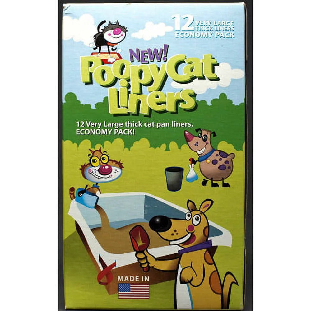 , New! Poopy Cat Litter Box Liners, 12 Count