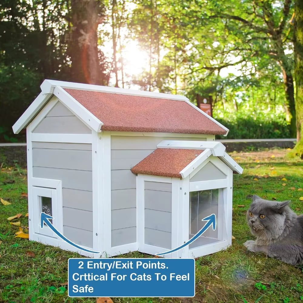House for Cats Bed Cat House Outdoor for Winter Cat Enclosure Weatherproof for Feral Cats with Openable Roof Pet Products Kennel