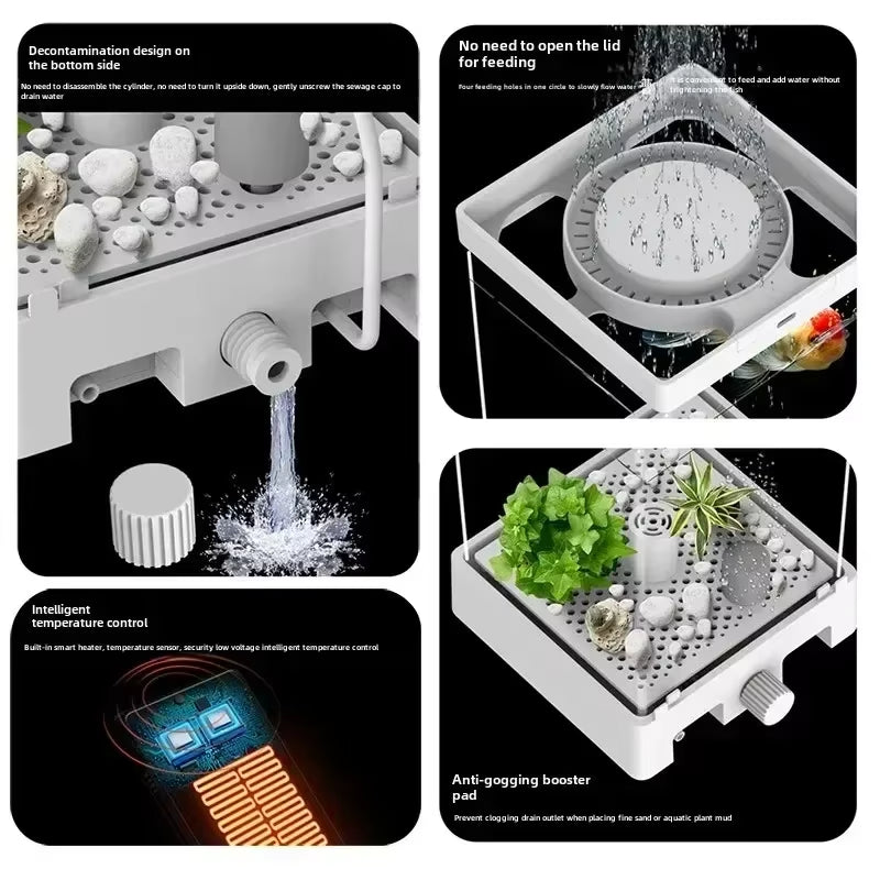 Smart Betta Dedicated Fish Tank Desktop Mini Small Ecological Self-Circulating Desk Aquarium Fish Tank