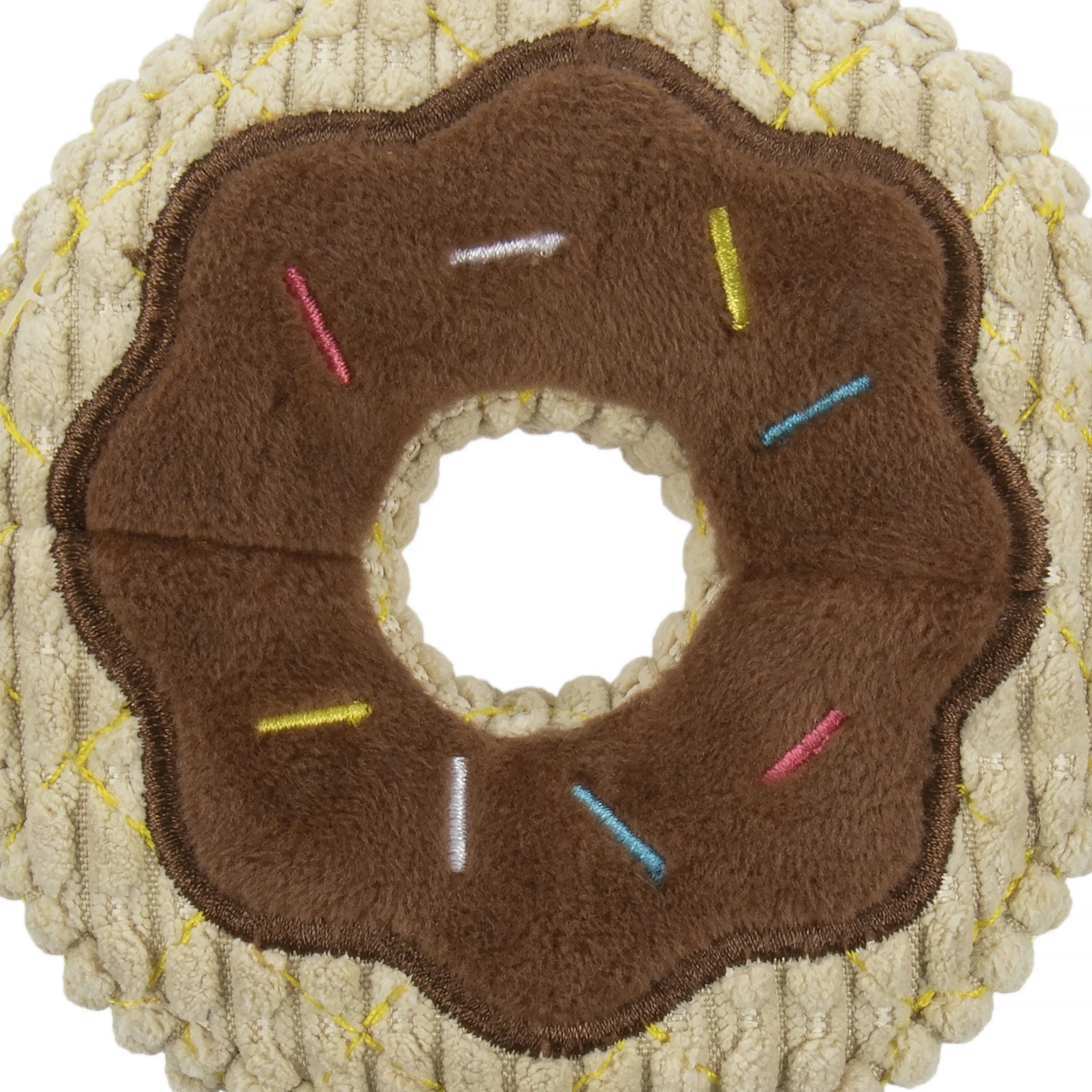 Donut Squeaky Plush Chew Guard Dog Toy, Small