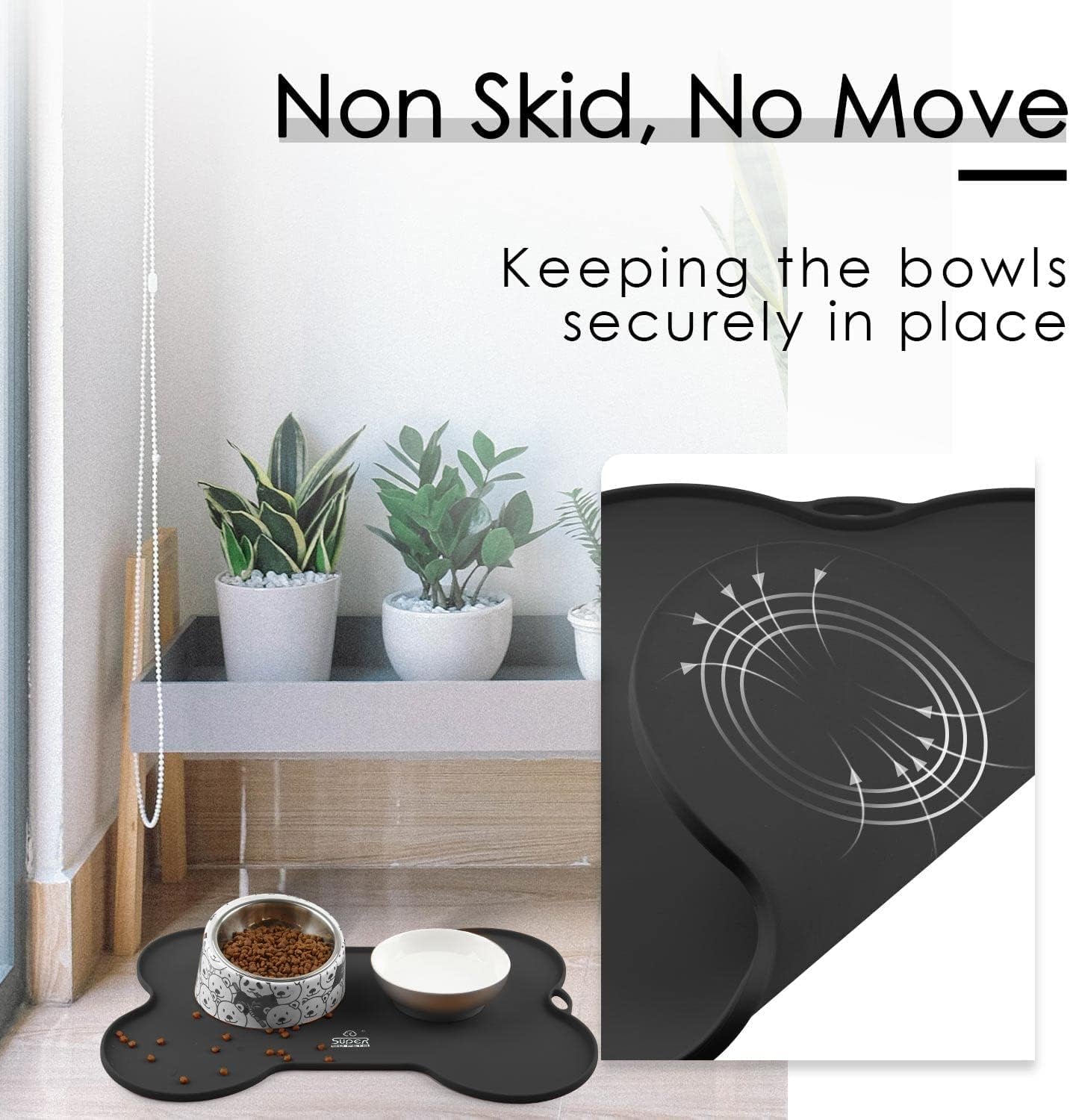 Dog Food Mat Dog Bowl Mat for Food and Water Silicone Non Spill Cat Feeding Mat Puppy Placemat Waterproof - 20.5