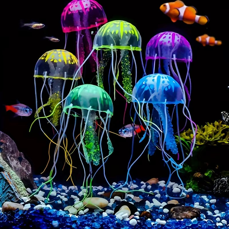 3/5Pcs Luminous Silicone Jellyfish Used for Aquarium, Artificial Luminous Fish Tank Decoration, Used for Aquatic Decoration