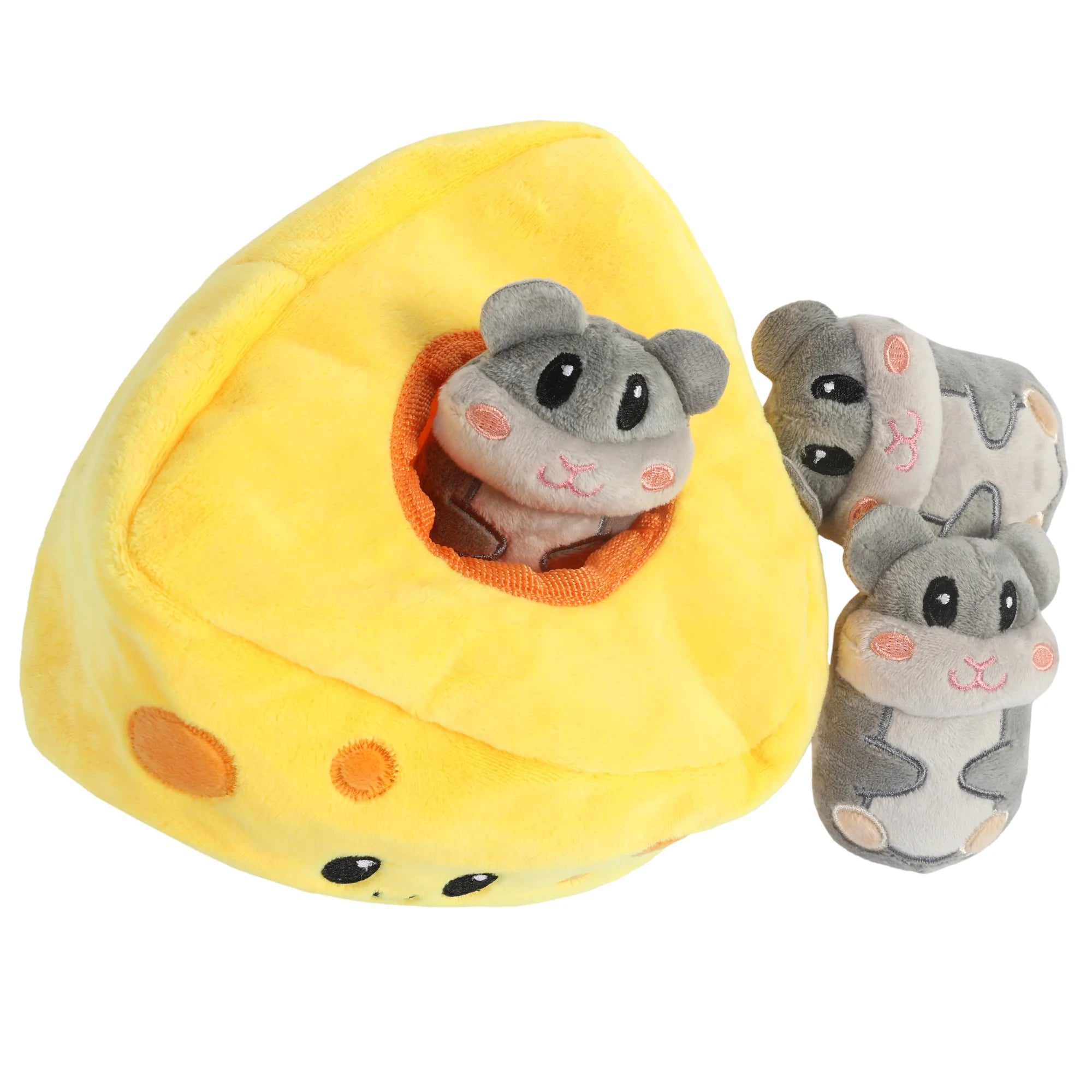 Cheesey Mice Hide and Seek Plush Squeaky Dog Toys