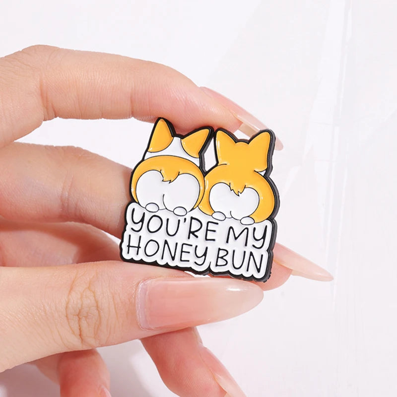 MY HONEY BUN Pines Lapel Badges Cartoon Animal Jewelry Gift for Kids Friends Cute Corgi